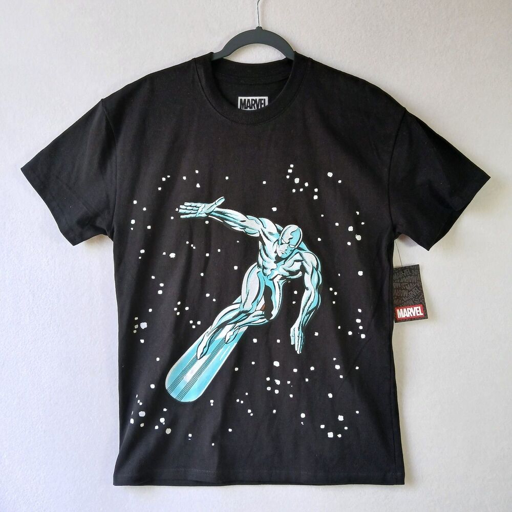 Marvel Silver Surfer 73Studio Clothing Black Double-sided T-Shirt Size XS